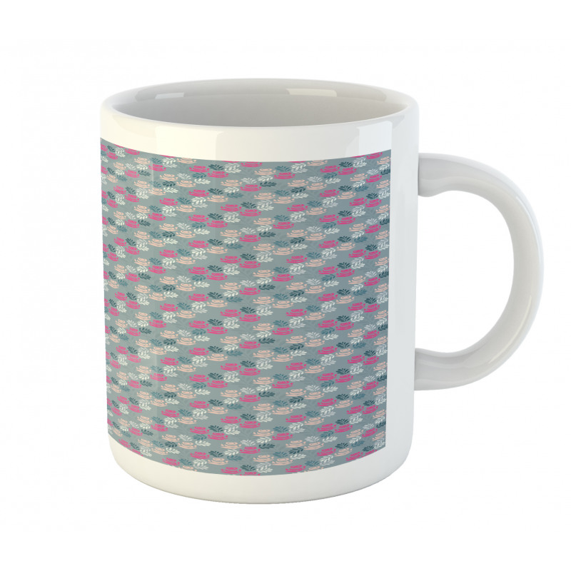 Leafy Branch and Roses Motif Mug