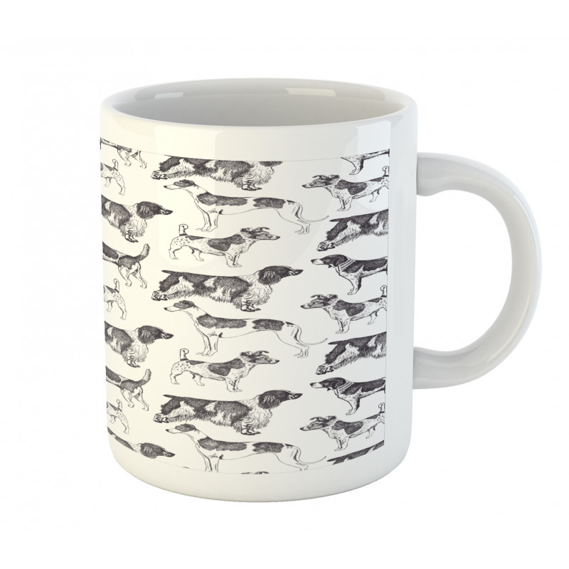 Monochrome Dog Breeds Mug