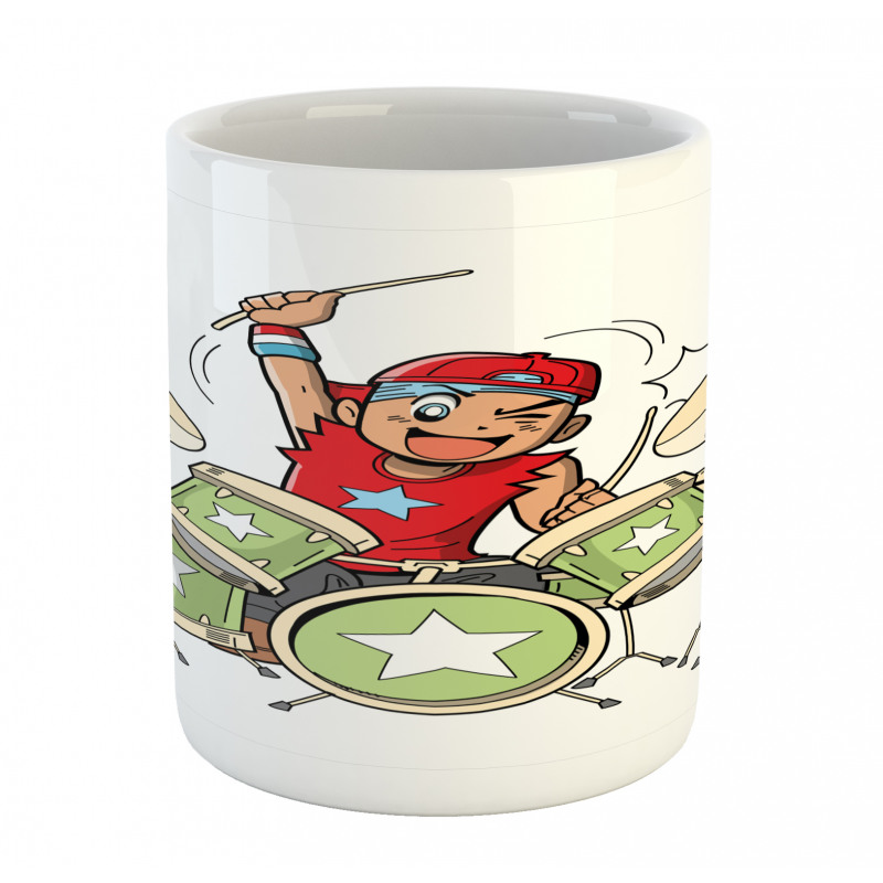 Cartoon Style Boy Drummer Mug