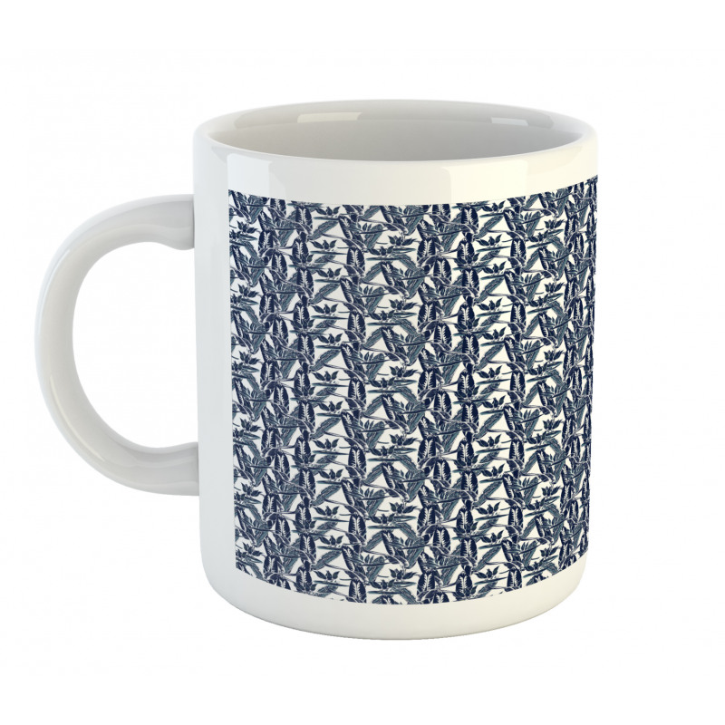 Slate Blue Stripes on Leaves Mug