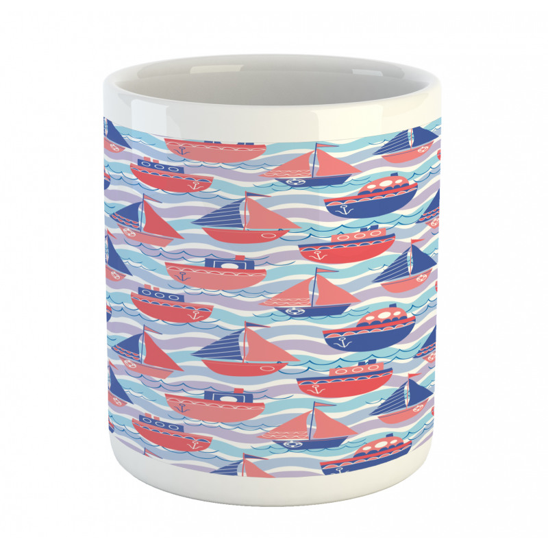 Sailing Boats Wave Graphic Mug