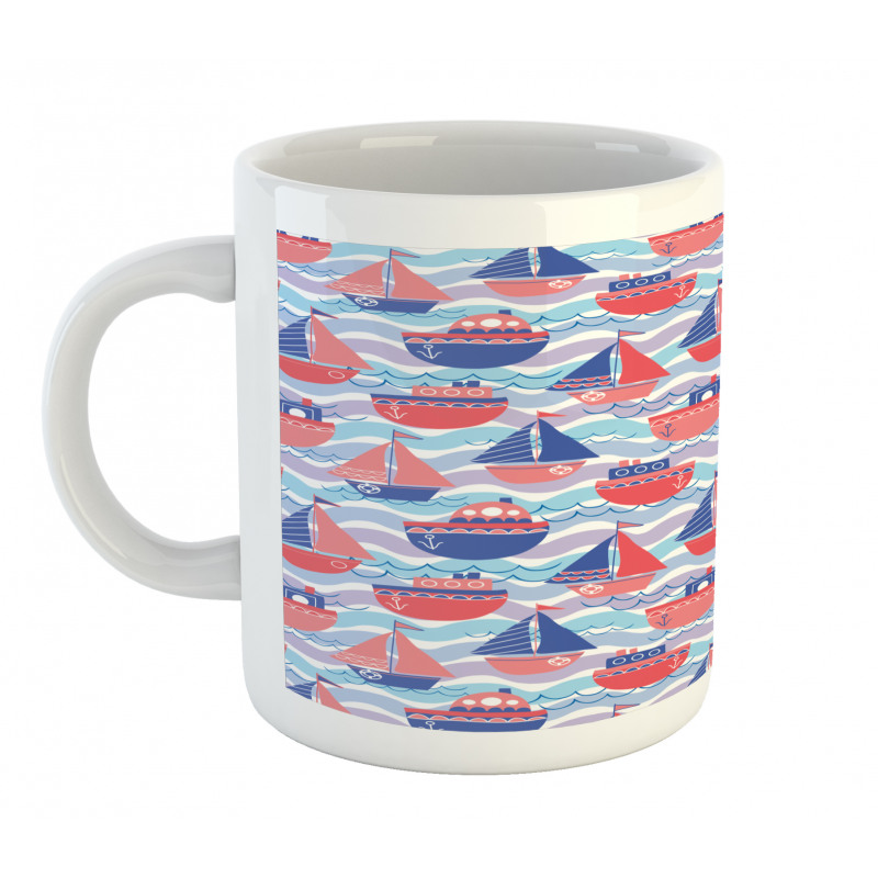 Sailing Boats Wave Graphic Mug