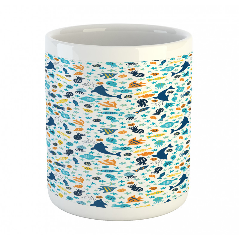 Dolphin Star Jellyfish Shells Mug