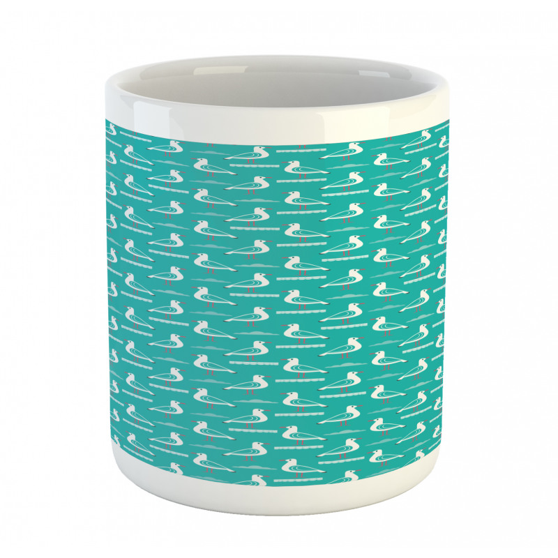 Cartoon Style Clouds Seagulls Mug