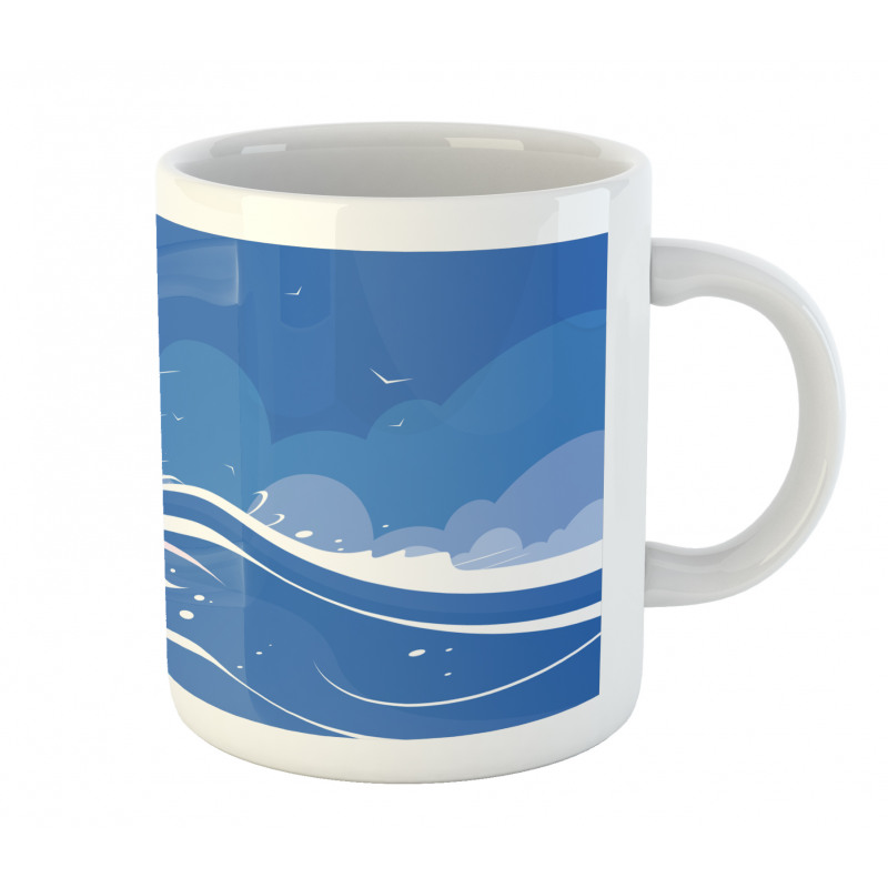 Clouds Seagulls Boat Mug