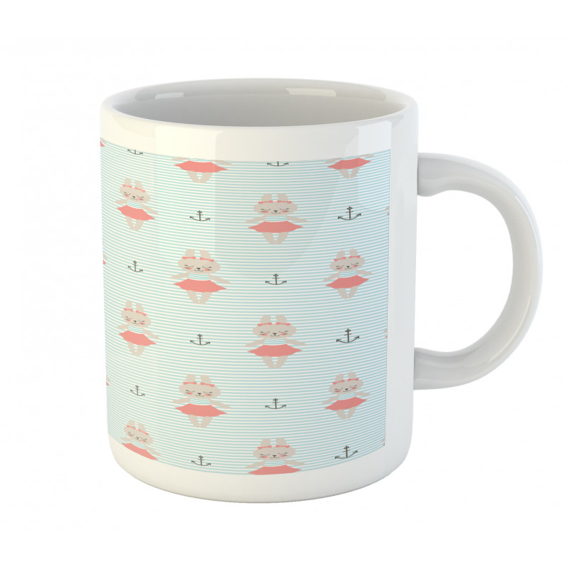 Bunnies on Oceanic Stripes Mug