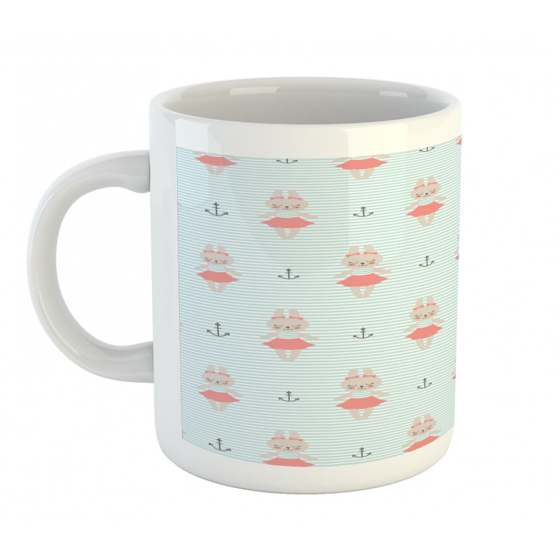 Bunnies on Oceanic Stripes Mug