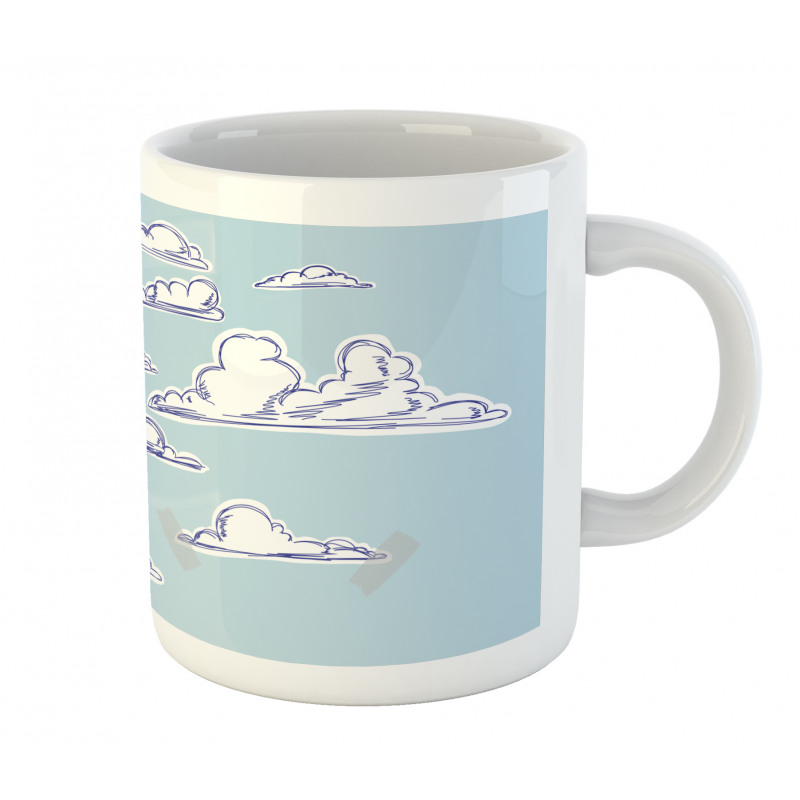 Fluffy Clouds Sketch Art Mug