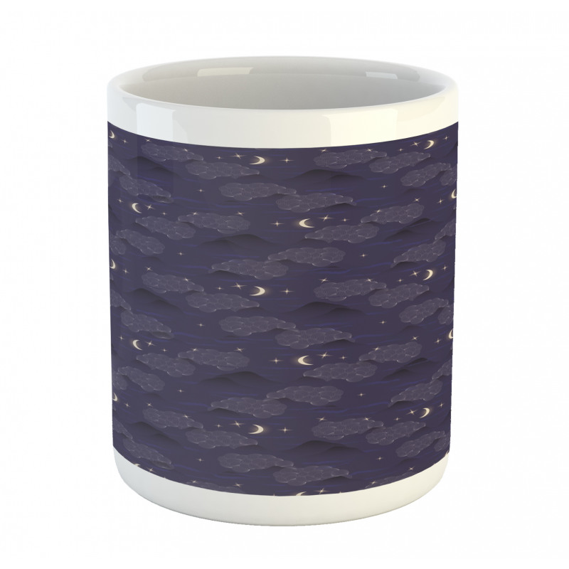 Crescent Moon Stars Clouds Mug