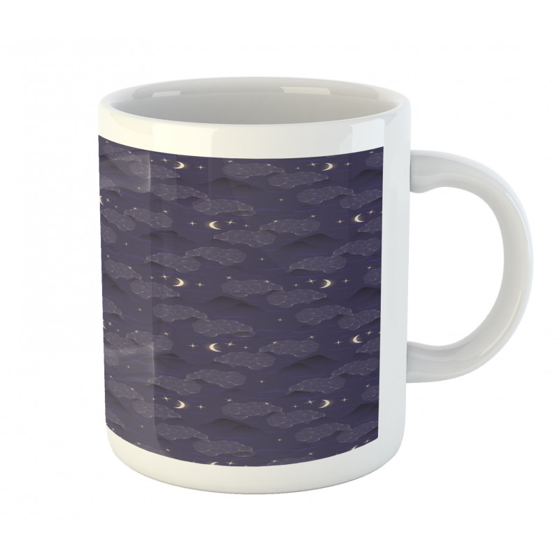 Crescent Moon Stars Clouds Mug