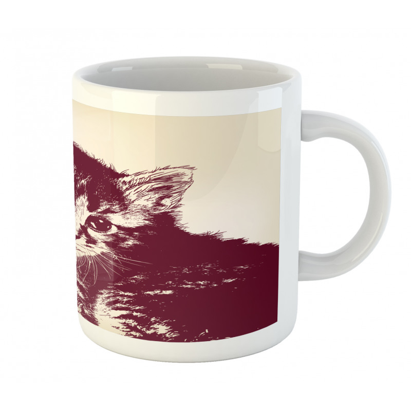 Grunge Retro Kitty Cat Mug