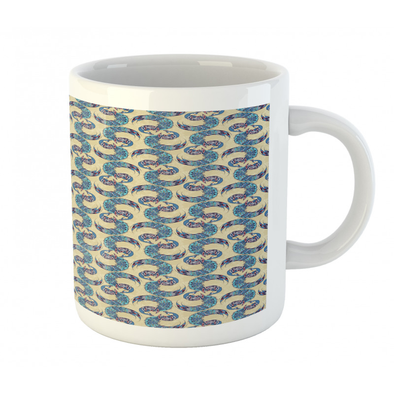 Abstract Japanese Peacock Art Mug