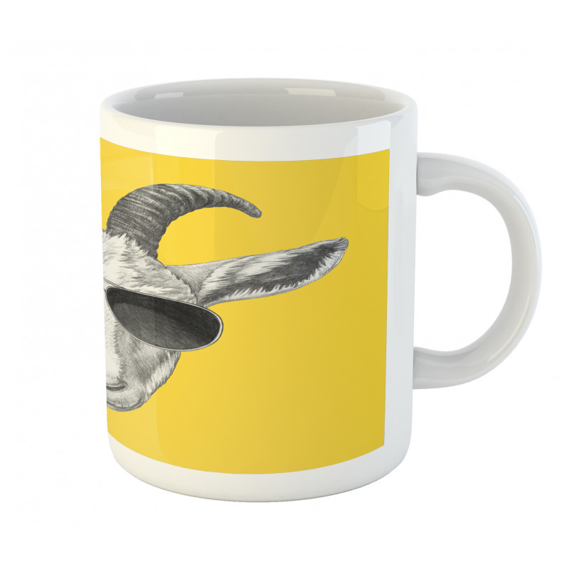 Grey Hand Drawn Goat Mug