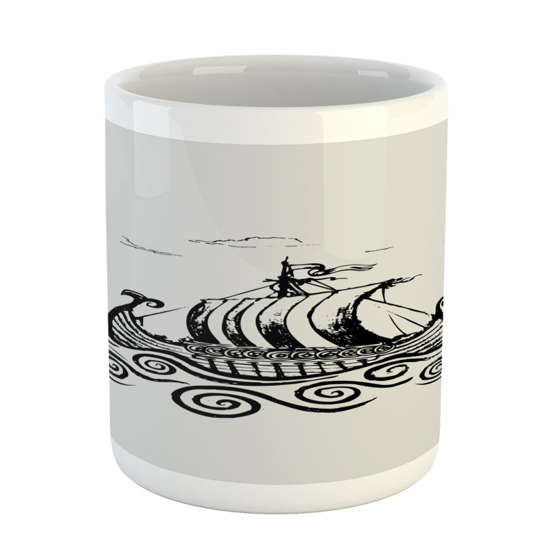 Ship with Whirlpool Waves Mug