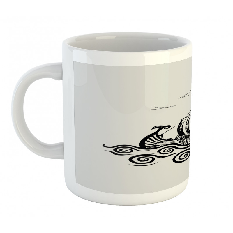 Ship with Whirlpool Waves Mug