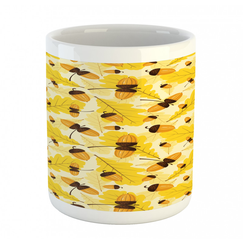 Fall Season Oak Leaf Acorns Mug