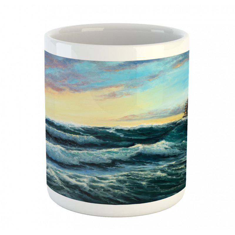 Ship in the Sea Painting Mug