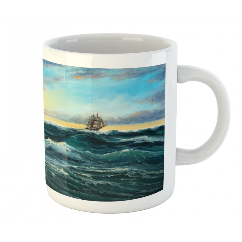 Ship in the Sea Painting Mug