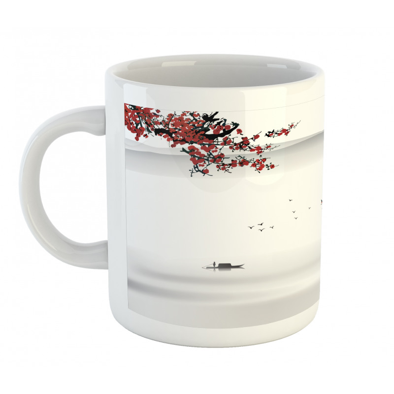 Cherry Blossoms and Boat Mug