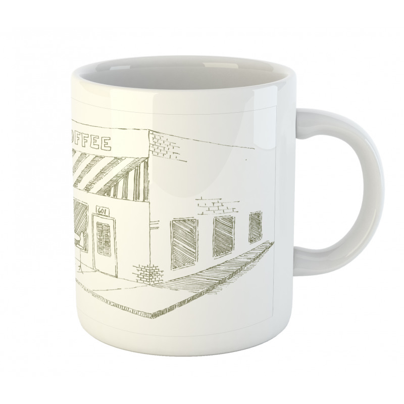 Urban Sidewalk Cafe Drawing Mug