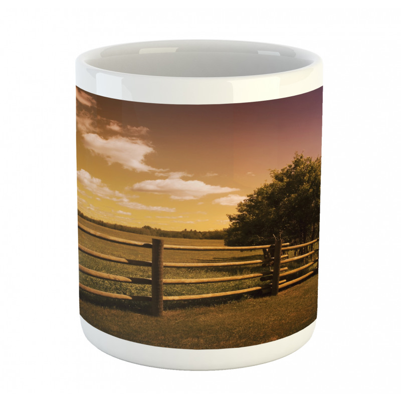 Rural Meadow Fence Sky Mug