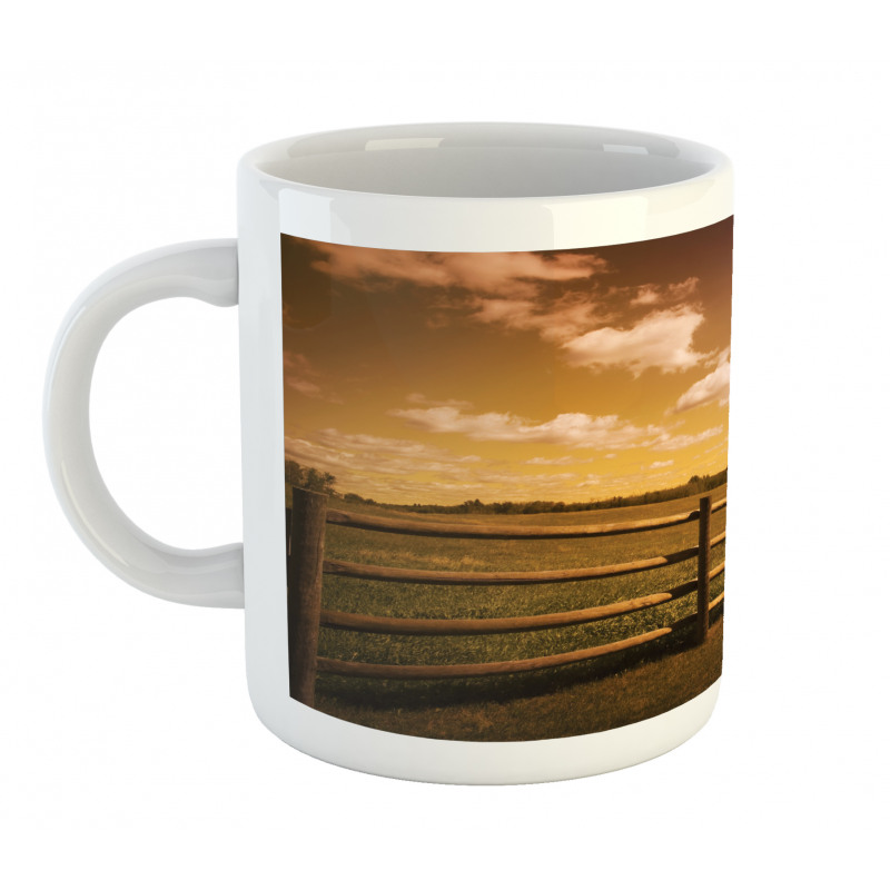 Rural Meadow Fence Sky Mug