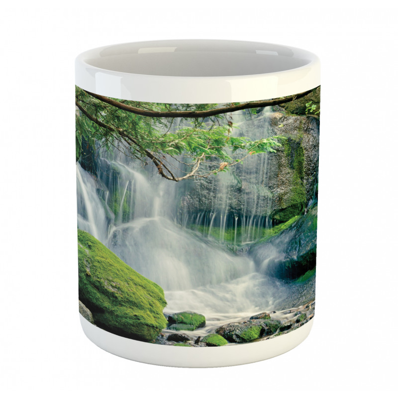 Waterfall Flows Rocks Mug