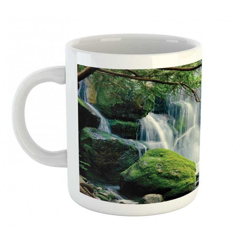 Waterfall Flows Rocks Mug