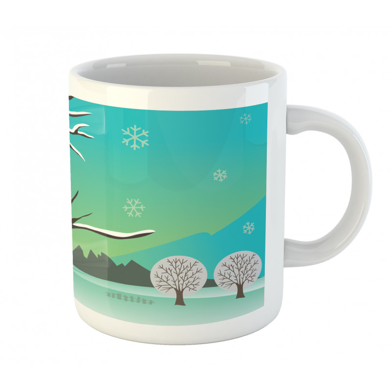 Bird on Snowy Branch Mug