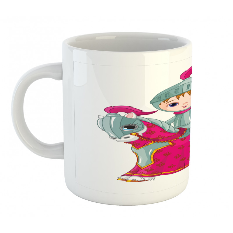 Knight Child on Horse Cartoon Mug