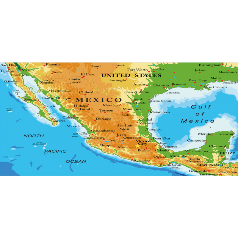 Detailed Map of Mexico Oceans Mug