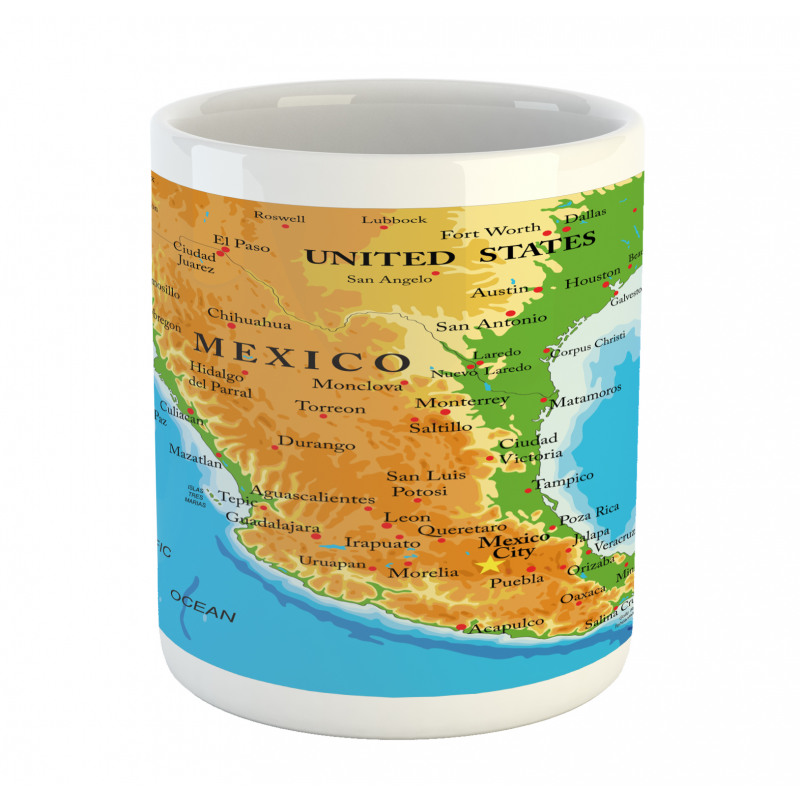 Detailed Map of Mexico Oceans Mug