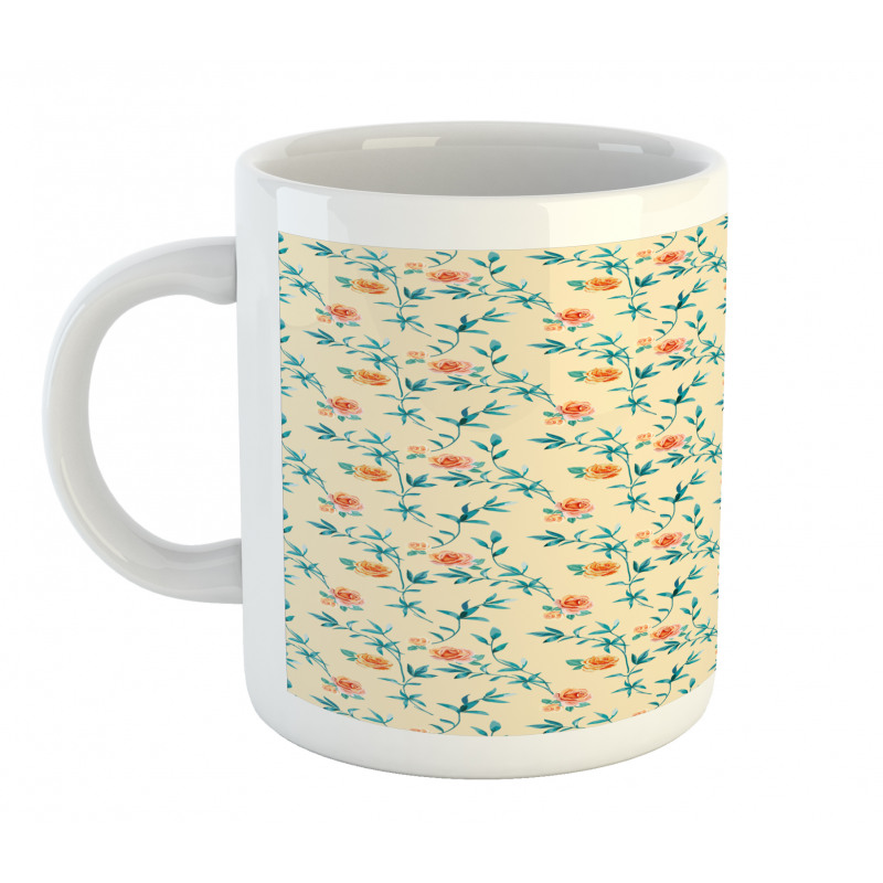 Watercolor Style Rose Flower Mug