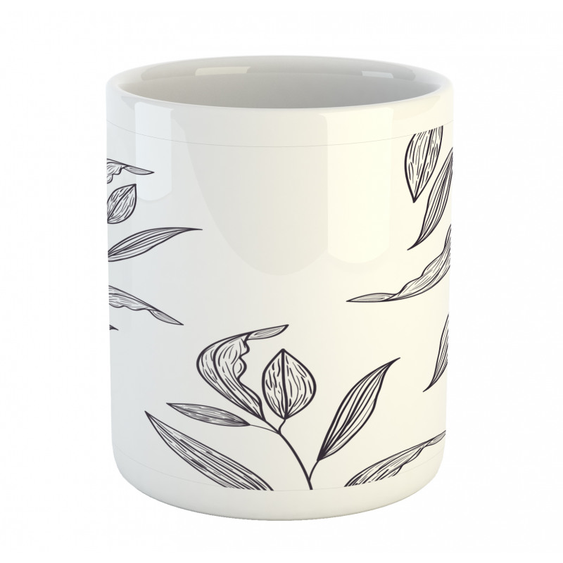 Hatched Look Leaves Art Mug