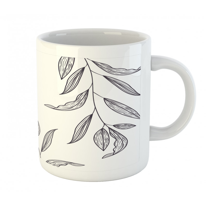 Hatched Look Leaves Art Mug