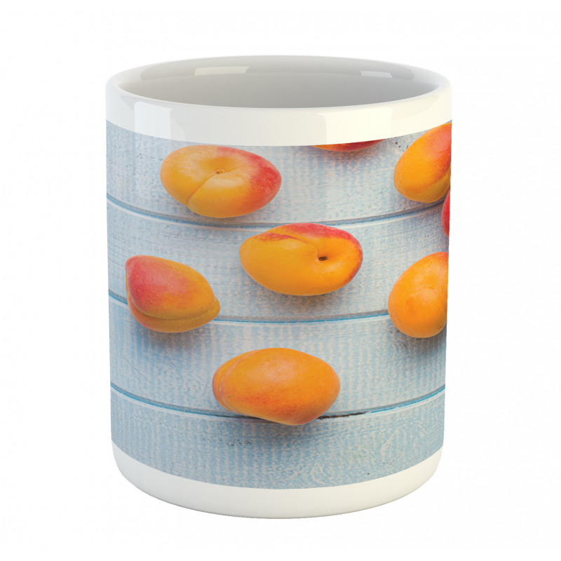 Apricots on Blue Wooden Table Mug