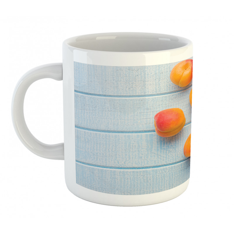 Apricots on Blue Wooden Table Mug