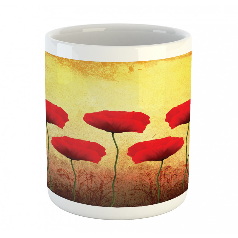 Retro Poppy Flowers Mug