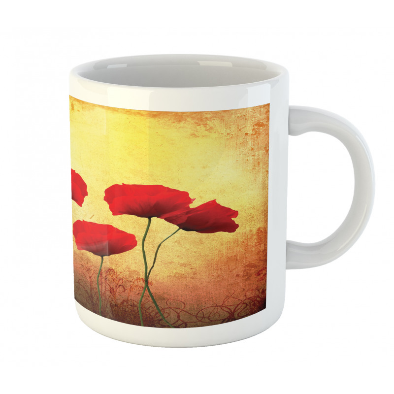 Retro Poppy Flowers Mug