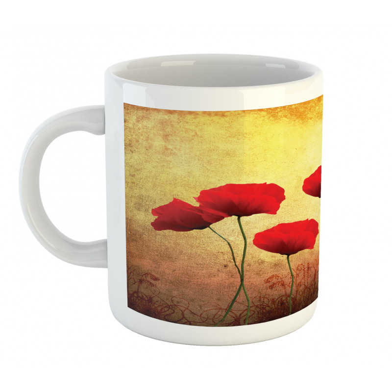 Retro Poppy Flowers Mug