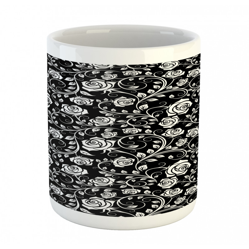 Roses on Swirling Stems Curl Mug