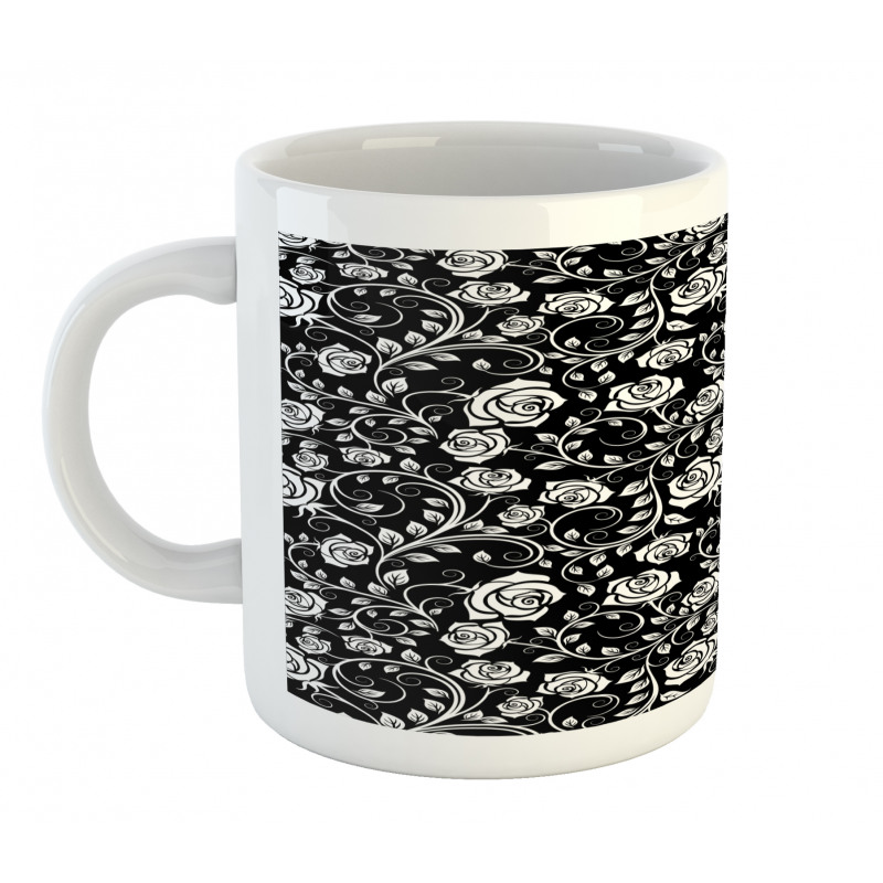 Roses on Swirling Stems Curl Mug