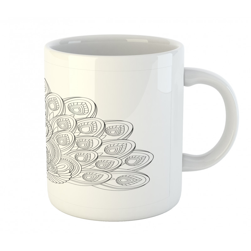 Outline Design Peacock Bird Mug