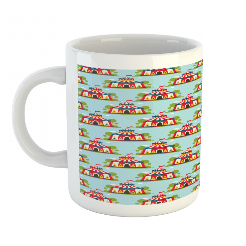 Cartoon Tent and Trees Fun Mug