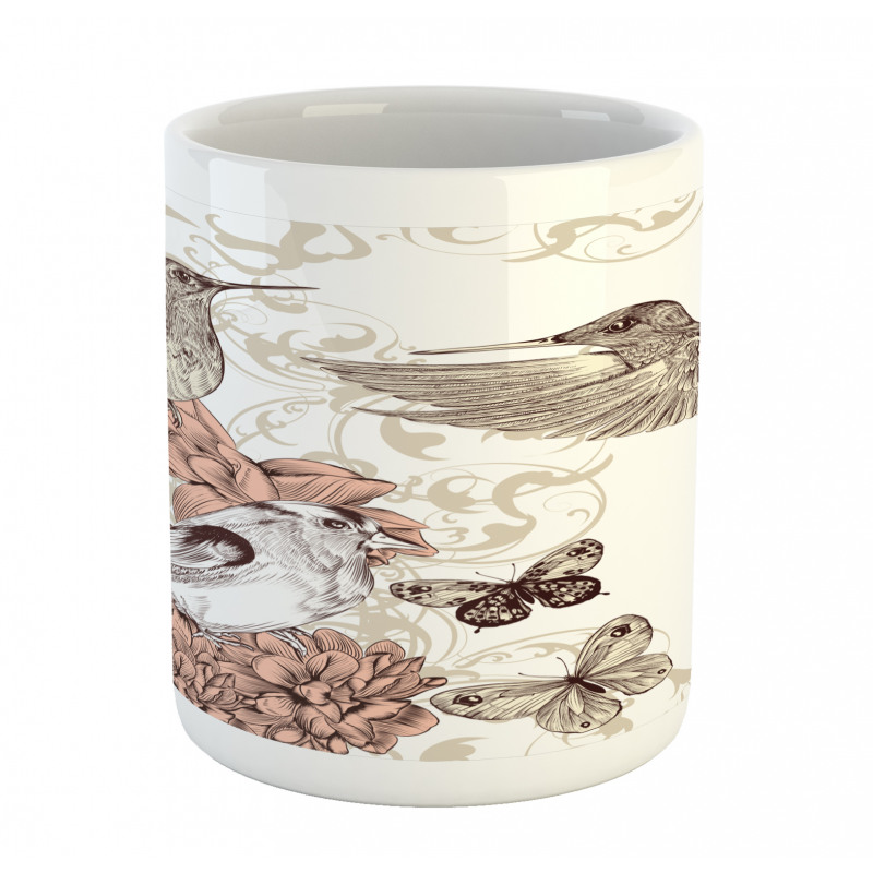 Birds Butterflies Art Mug