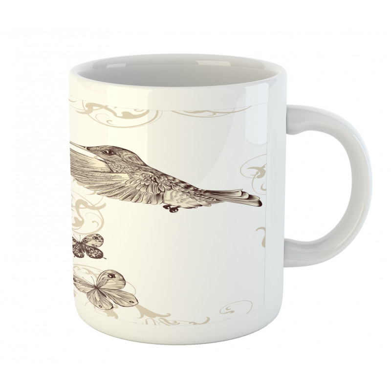 Birds Butterflies Art Mug