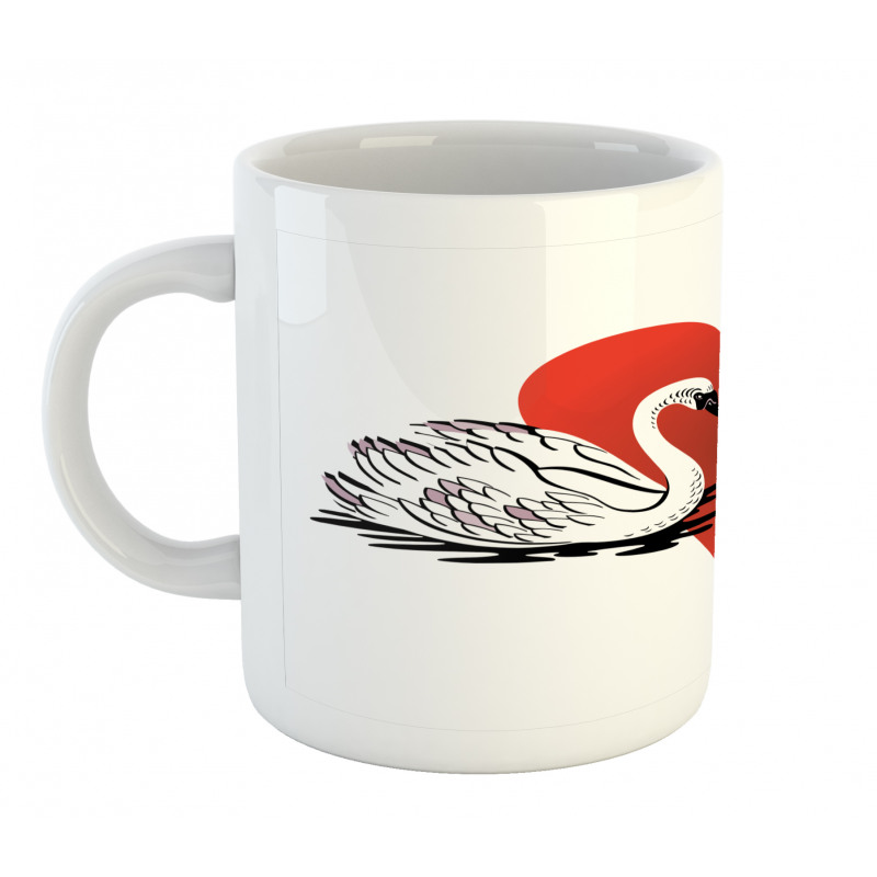 Couple Swans Lake Hearts Art Mug