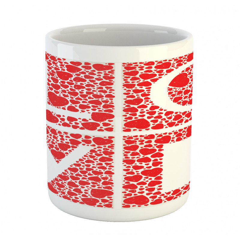 Letters Hearts Motif Graphic Mug