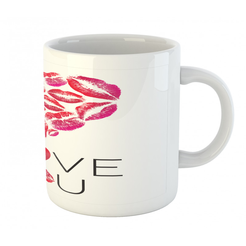 Kisses Lipsticks Lettering Mug