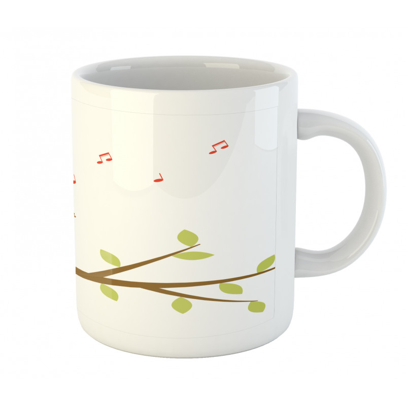 Singing Orange Bird on Branch Mug